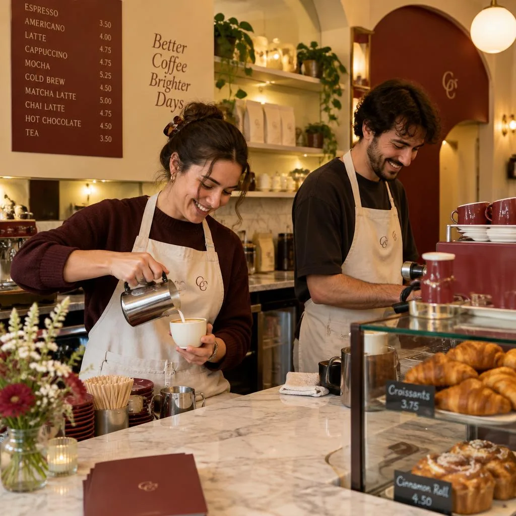 Baristas working behind the Qahwa bar